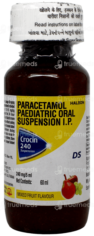 Crocin 240 Ds Mixed Fruit Flavour Suspension 60Ml